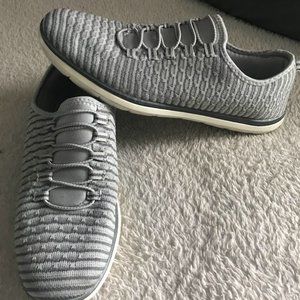 Grey Striped Slip On Shoes